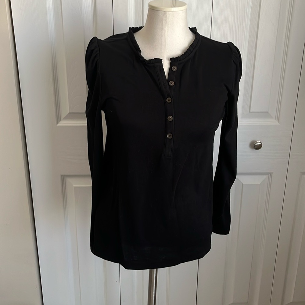 LOFT ruffle neck Henley top